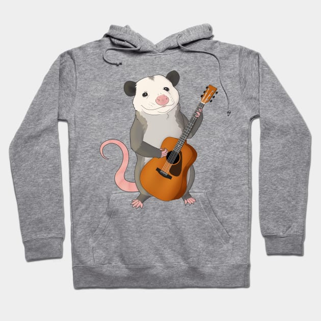 Opossum playing guitar Hoodie by Mehu Art